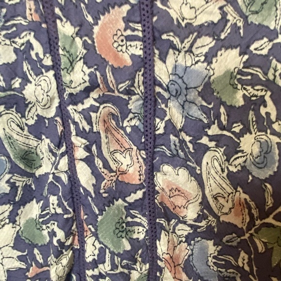 Lucky Brand Blue Fall Floral Shirt Blouse Boho Peasant Women's Size Small - Picture 6 of 13